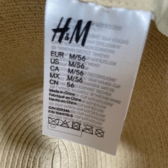 H&M straw raffia fedora hat women’s crème and pink - Picture 8 of 12
